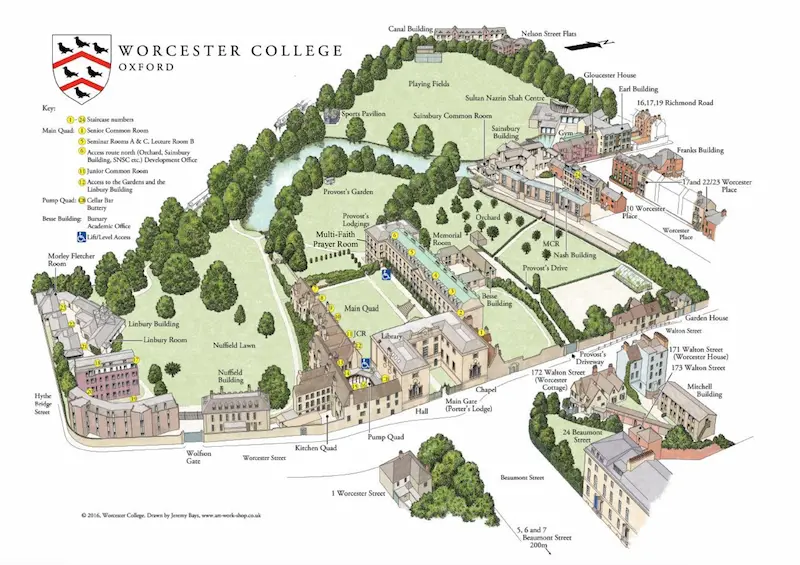 Worcester College map, Oxford